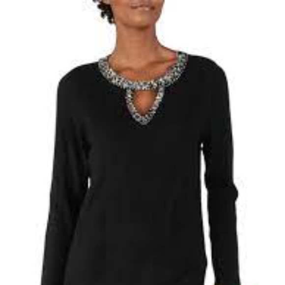 INC Long Sleeve Jewel Neck Sweater - Picture 1 of 7